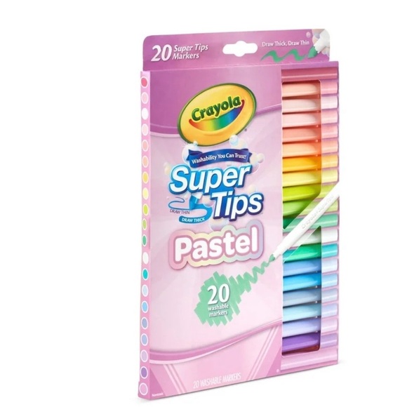 Crayola Supertips Pastel Markers (20ct), Washable Cute Markers - Picture 2 of 4